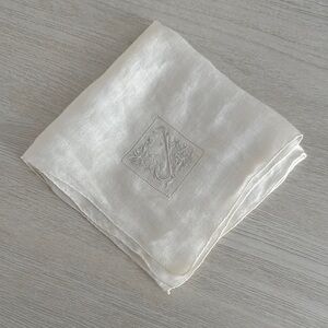 Vintage White J Monogram Handkerchief
